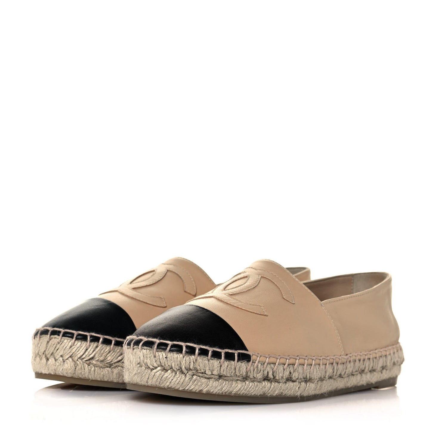 Lambskin CC Espadrilles 38 Beige Black