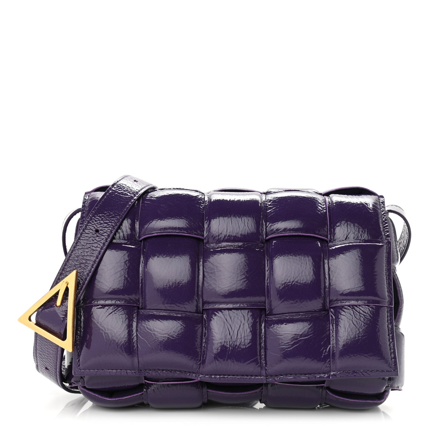 Textured Deerskin Maxi Intrecciato Padded Cassette Crossbody Bag Raisin