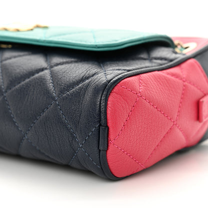 Chanel Goatskin Quilted Tri-Color Small In & Out Camera Case Navy Turquoise Pink 10 of 11