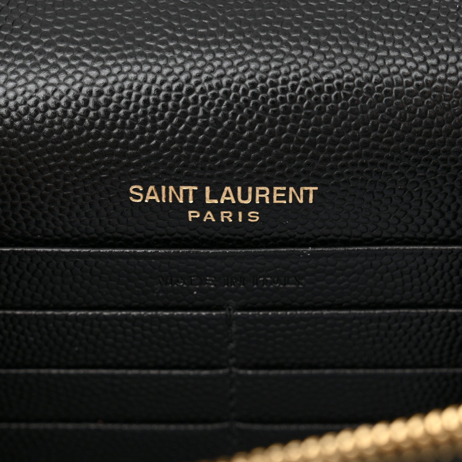 Saint Laurent Grain De Poudre Matelasse Chevron Monogram Envelope Chain Wallet Black 6 of 14