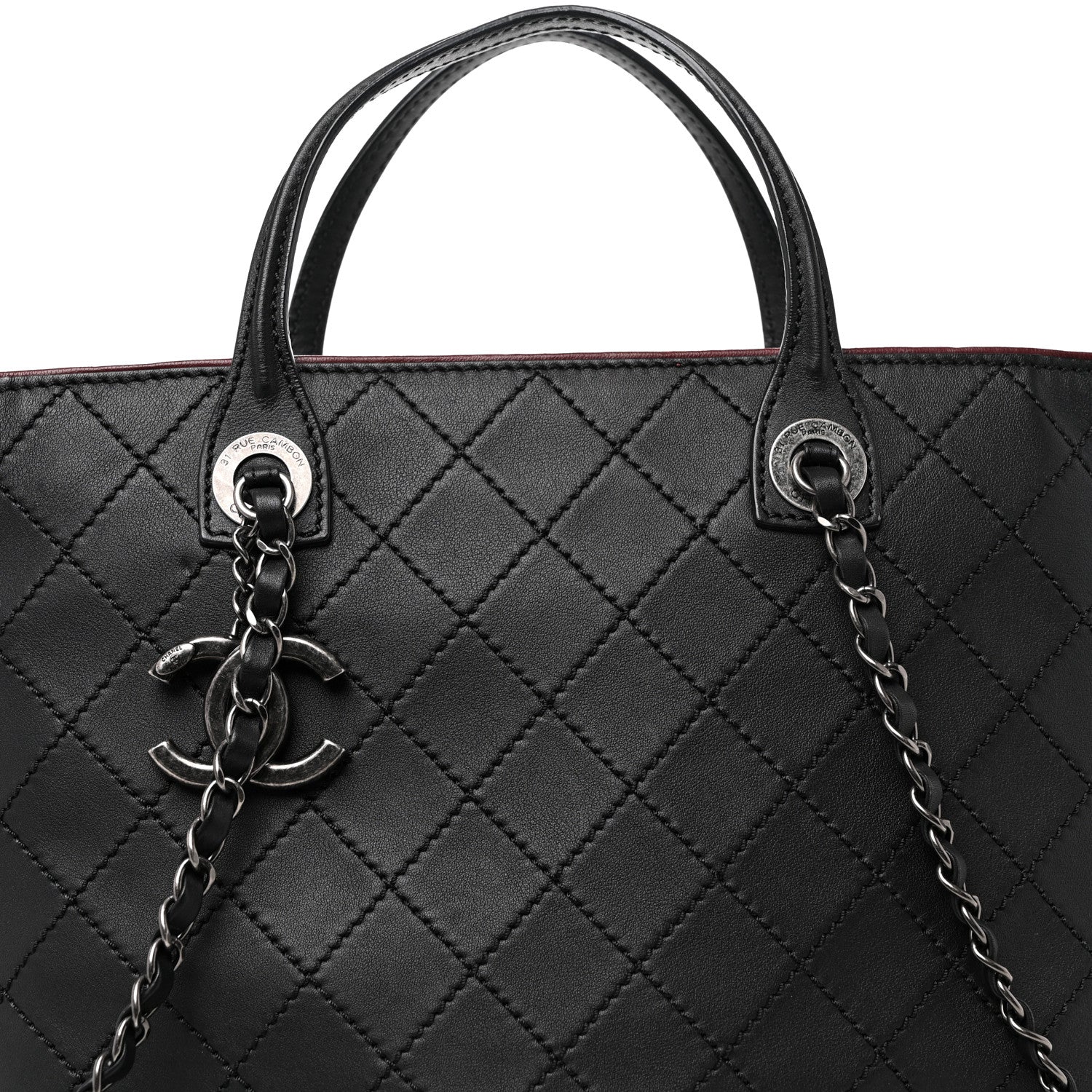 Chanel Calfskin Stitched Medium Shopping Tote Black 9 of 12