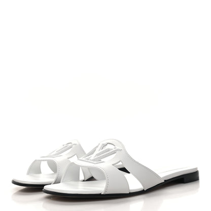 Louis Vuitton Calfskin LV Isola Flat Sandals 40 White 3 of 8