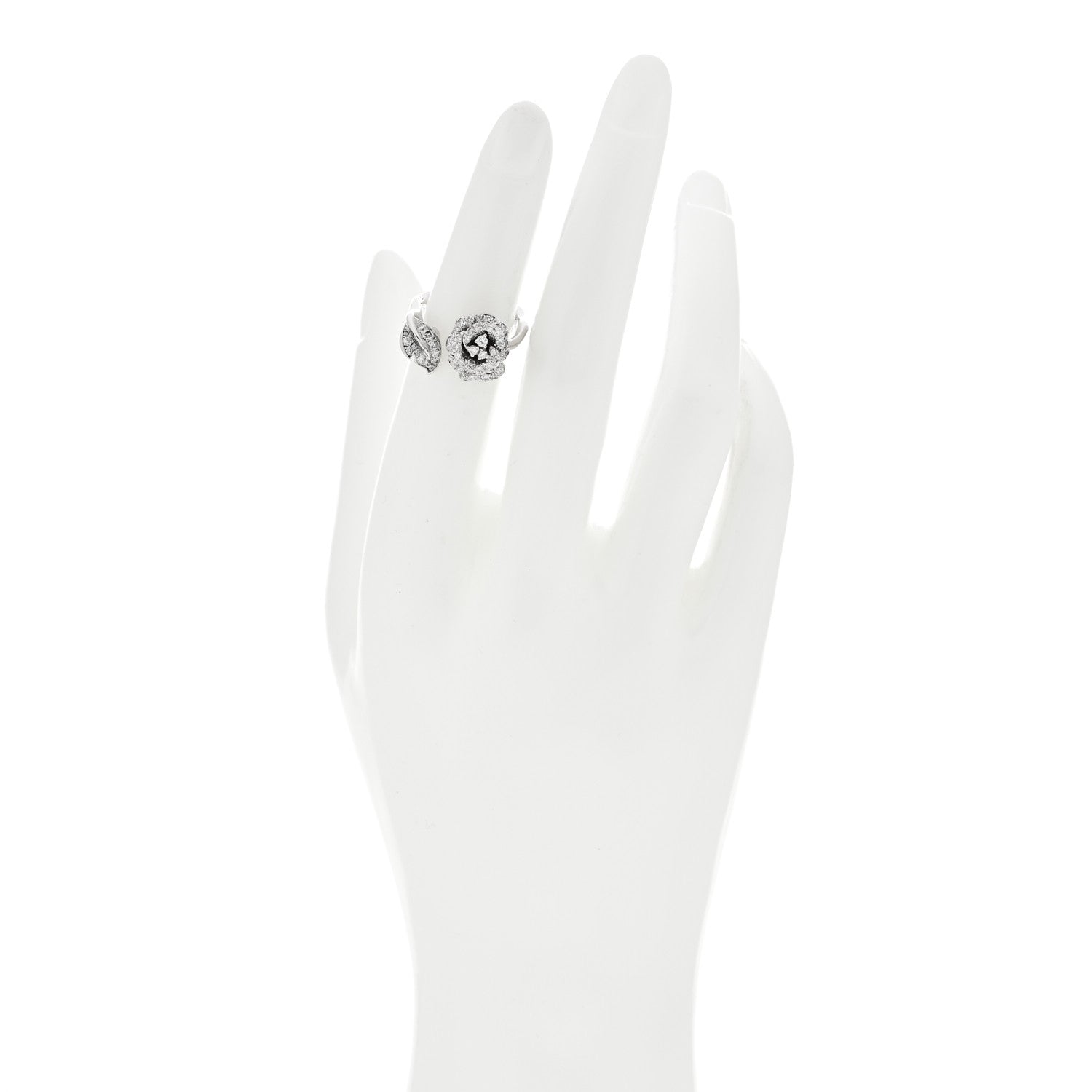 Christian Dior 18K White Gold Diamond Small Rose Dior Bagatelle Ring 50 5.25 2 of 5