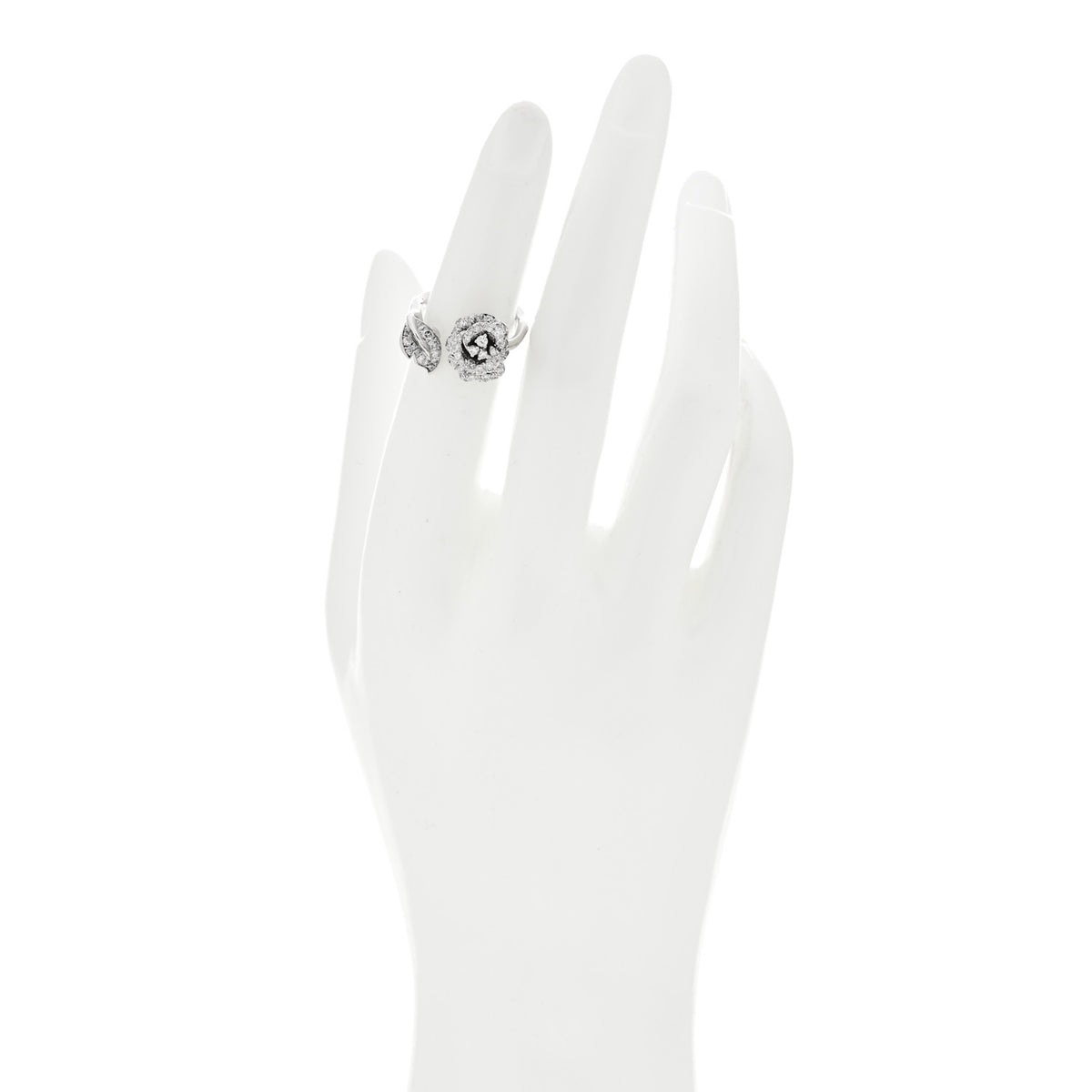 Christian Dior 18K White Gold Diamond Small Rose Dior Bagatelle Ring 50 5.25 2 of 5