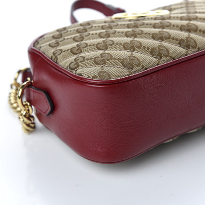 Gucci Monogram Azalea Calfskin Matelasse Diagonal Small GG Marmont Chain Shoulder Bag Beige Ebony New Cherry Red 7 of 9
