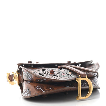 Christian Dior Calfskin Laser Cut Saddle Bag Brown Multicolor 4 of 9