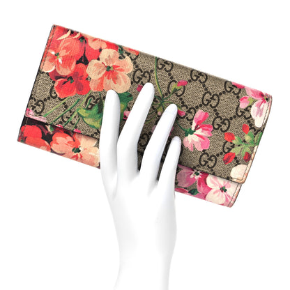 Gucci GG Supreme Monogram Blooms Continental Wallet Beige Multicolor Dry Rose 2 of 9