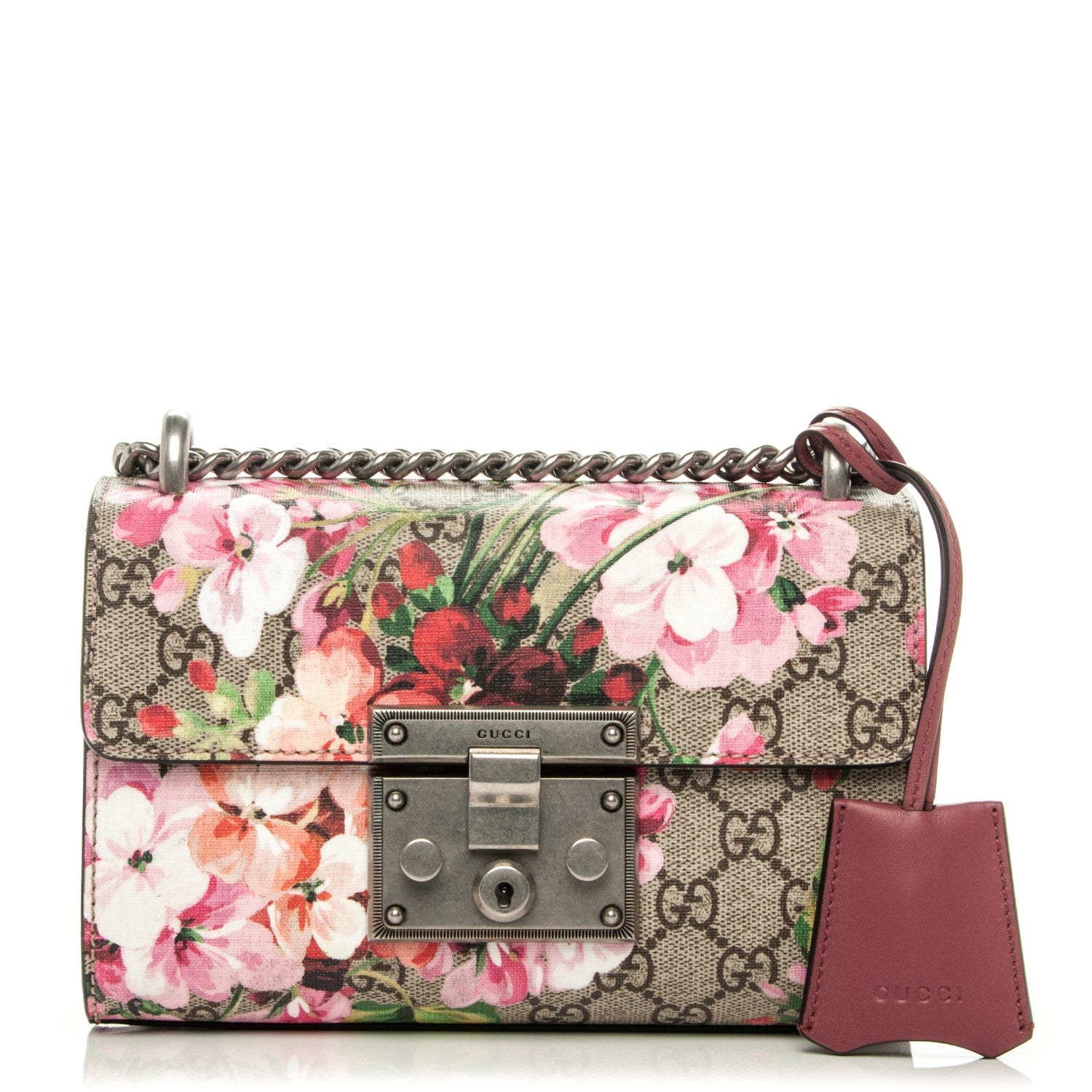 Gucci GG Supreme Monogram Blooms Small Padlock Shoulder Bag Beige Multicolor Dry Rose 1 of 7