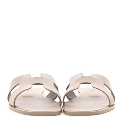 Hermes Box Calfskin Oran Sandals 38 Beige Mastic 2 of 13