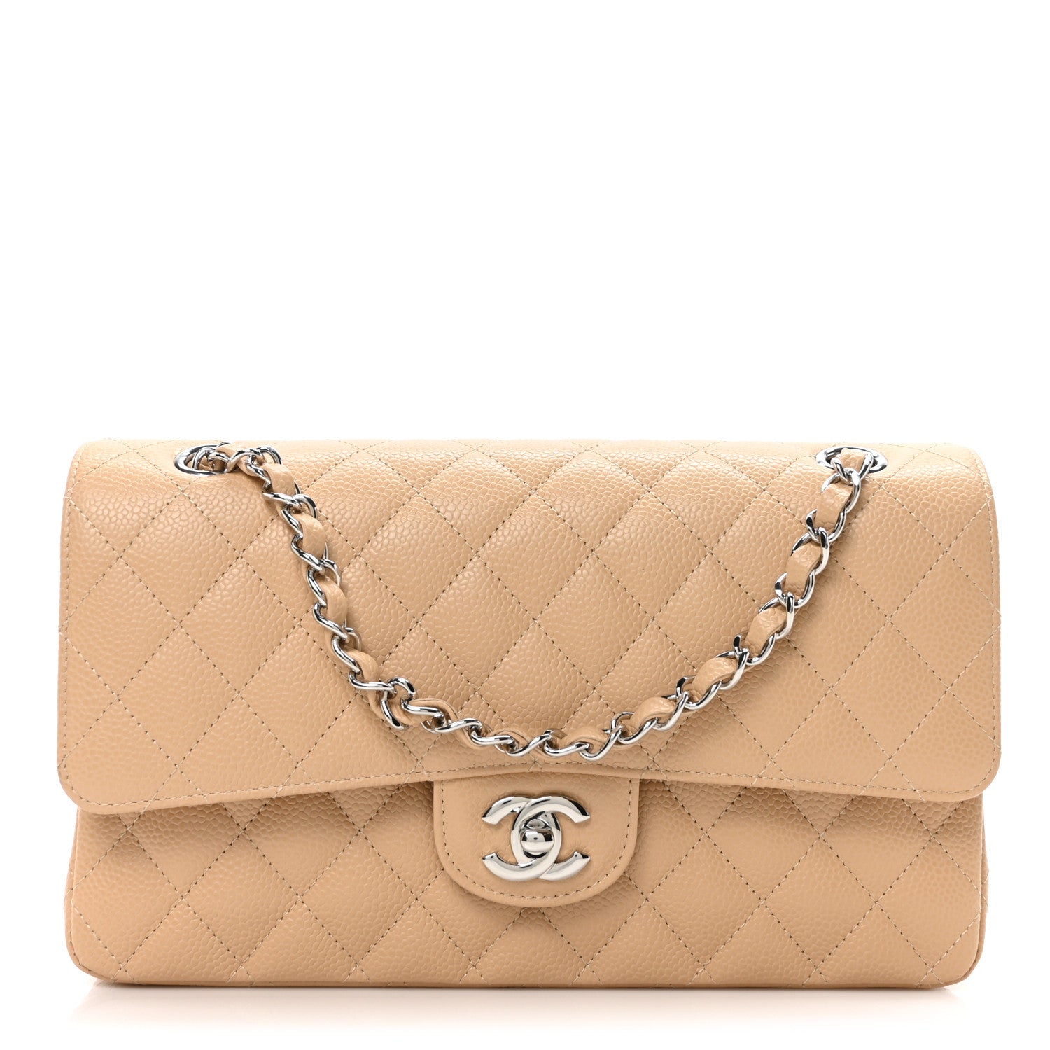 Chanel Caviar Quilted Medium Double Flap Beige 1 of 11