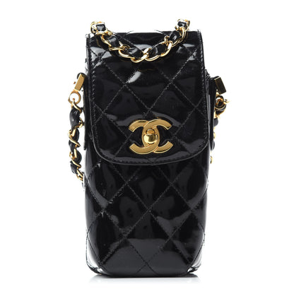 Chanel Patent Calfskin Quilted CC Phone Holder Black 1 of 10