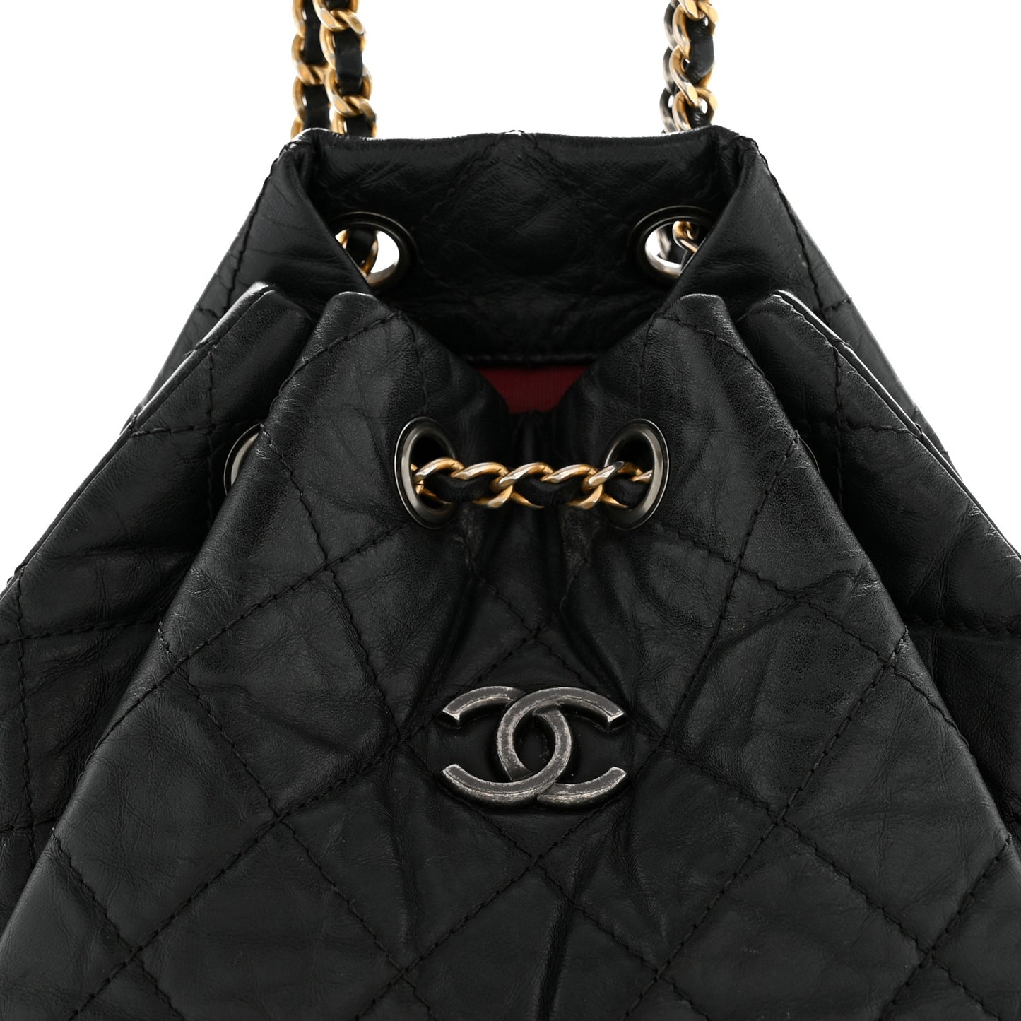 Aged Calfskin Quilted Small Gabrielle Backpack Black