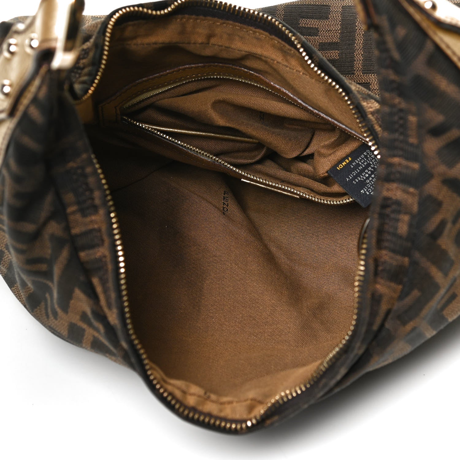 Fendi Zucca Laminated Vachetta Small Chef Hobo Tobacco Bronzo 4 of 12