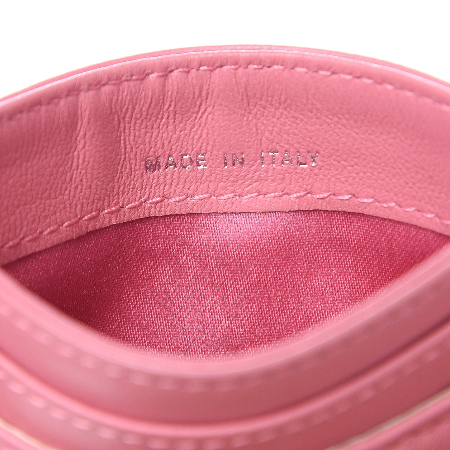 Lambskin Camellia Embossed Card Holder Pink