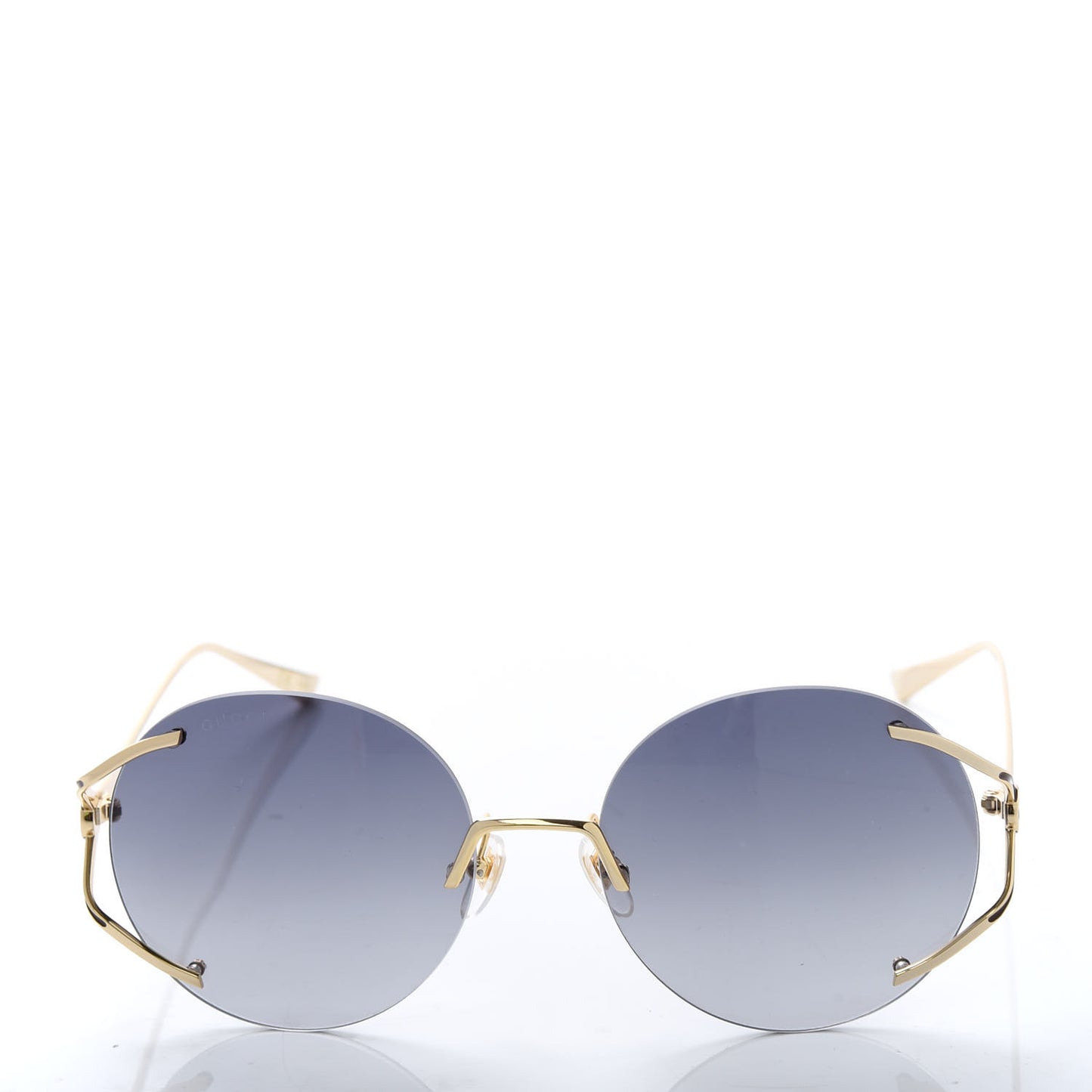 Metal Oversized Round Frame Sunglasses GG0645S Gold Grey