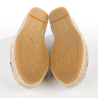 Chanel Lambskin Printed CC Espadrilles 38 White Black 5 of 10