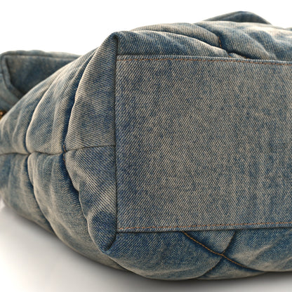 Saint Laurent Denim Quilted Medium Loulou Puffer Monogram Chain Satchel Blue Cinnamon 7 of 8