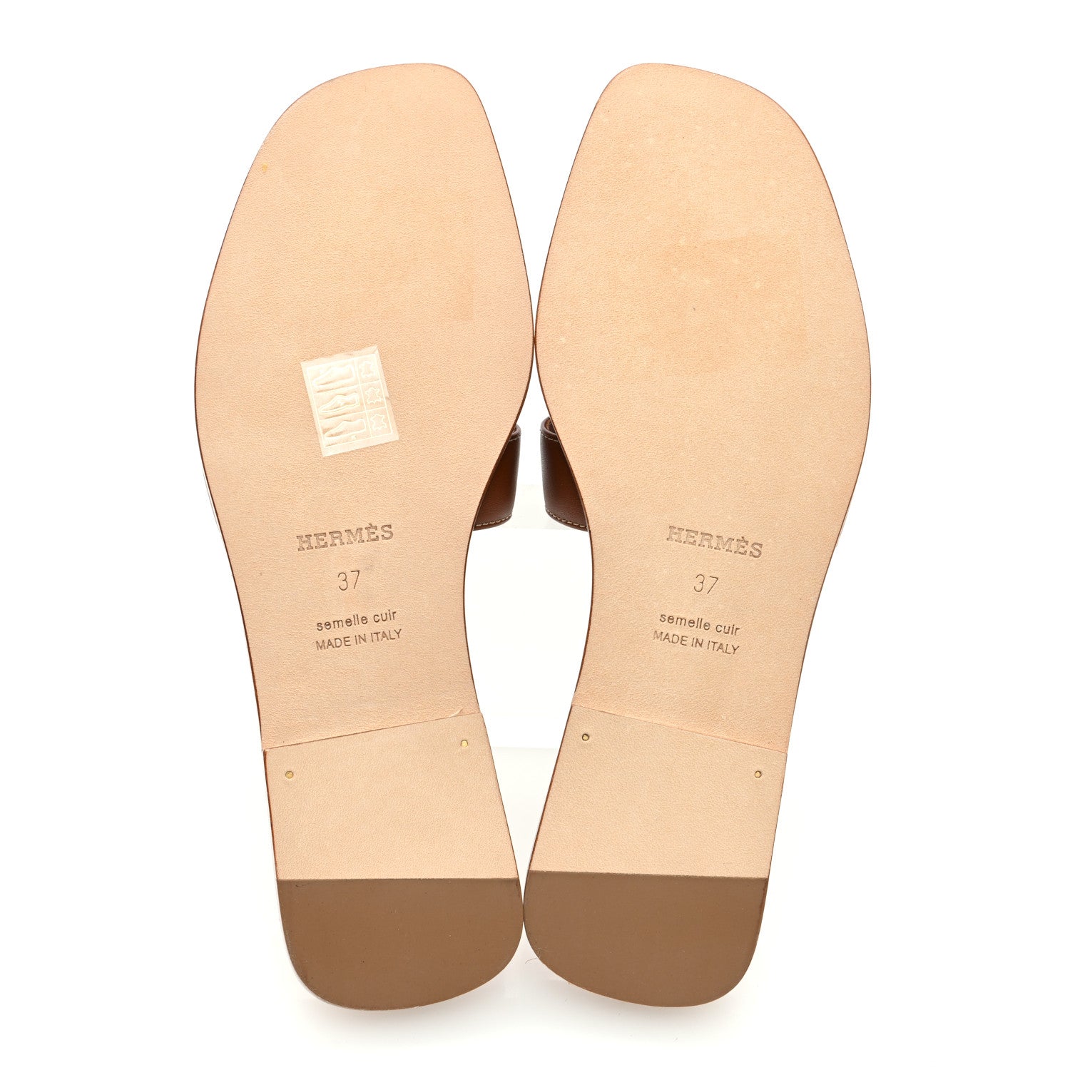 Hermes Box Calfskin Oran Sandals 37 Gold 5 of 9