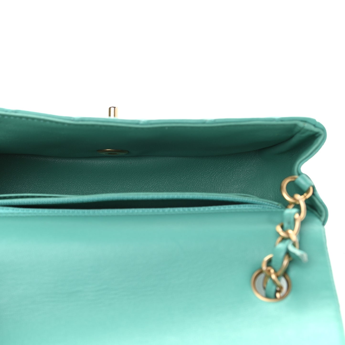 Lambskin Quilted Mini Rectangular Flap Turquoise