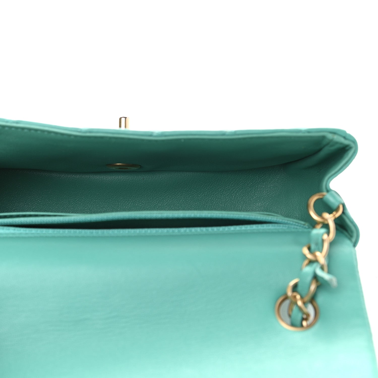 Chanel Lambskin Quilted Mini Rectangular Flap Turquoise 5 of 9