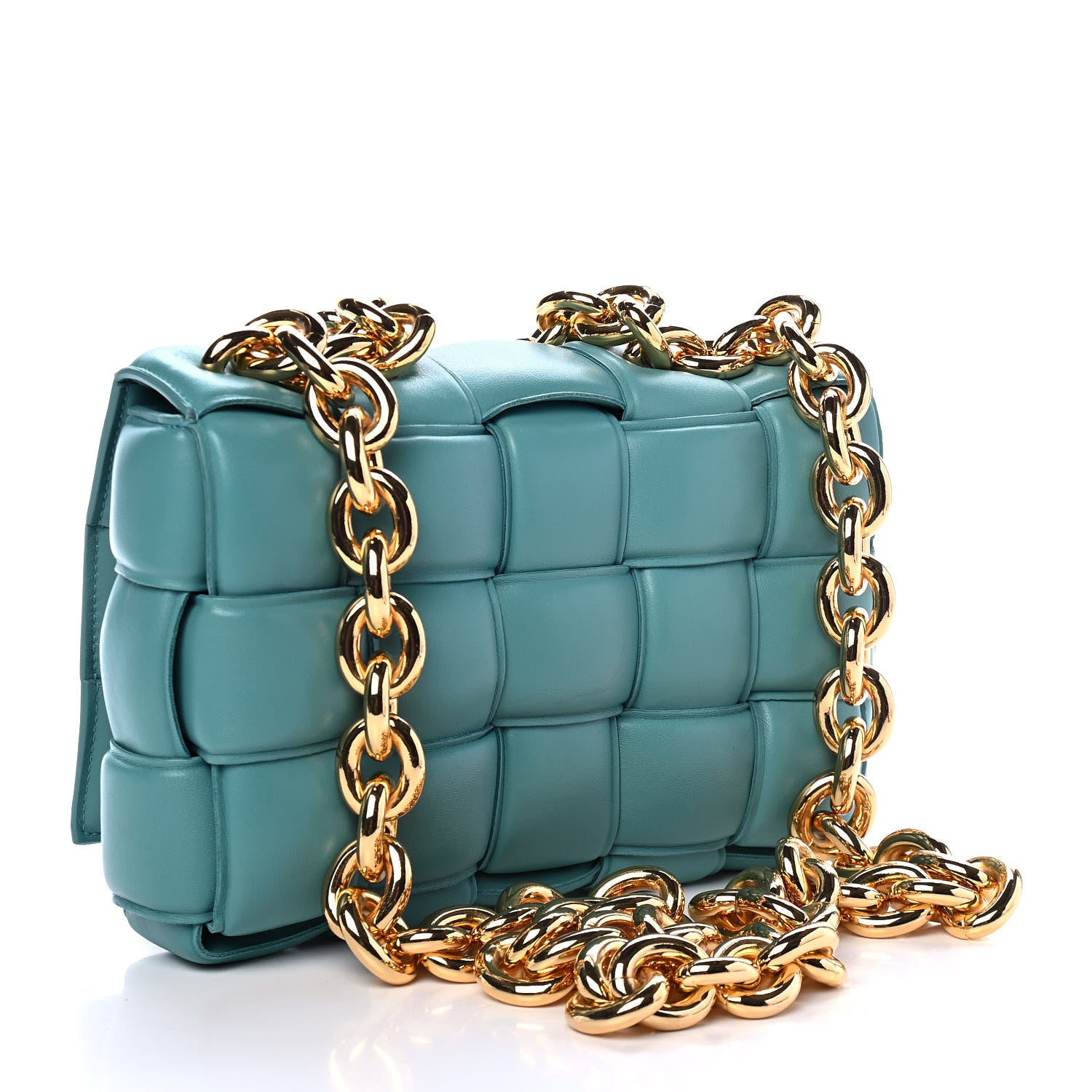 Bottega Veneta Lambskin Maxi Intreccio Padded Chain Cassette Crossbody Bag Mallard 2 of 4