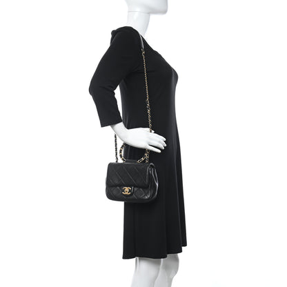 Chanel Lambskin Quilted Small Circular Handle Bag Black 2 of 11