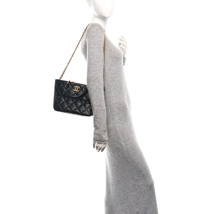 Chanel Lambskin Quilted Small Top Handle Shopping Bag Black 2 of 10