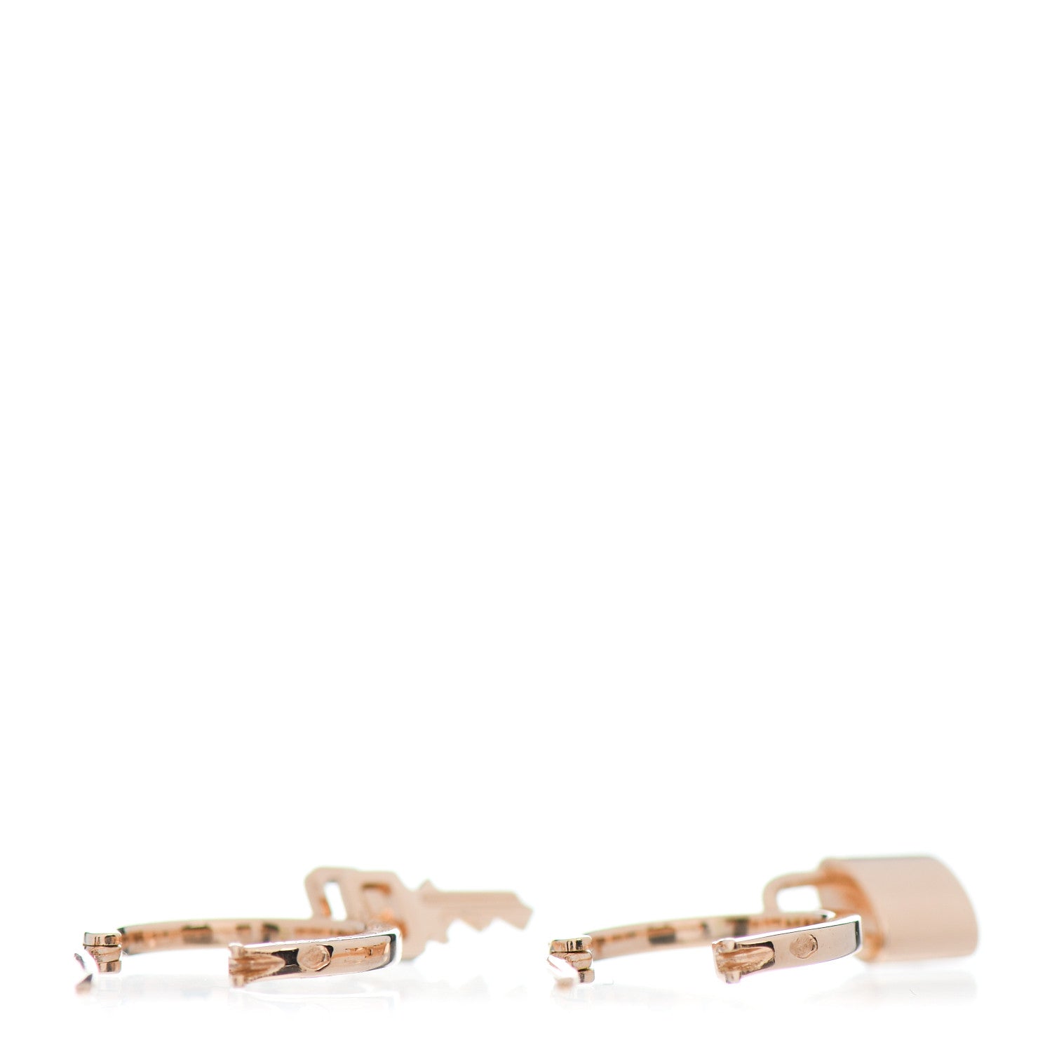 Louis Vuitton 18K Pink Gold Lockit Hoop Earrings 4 of 5