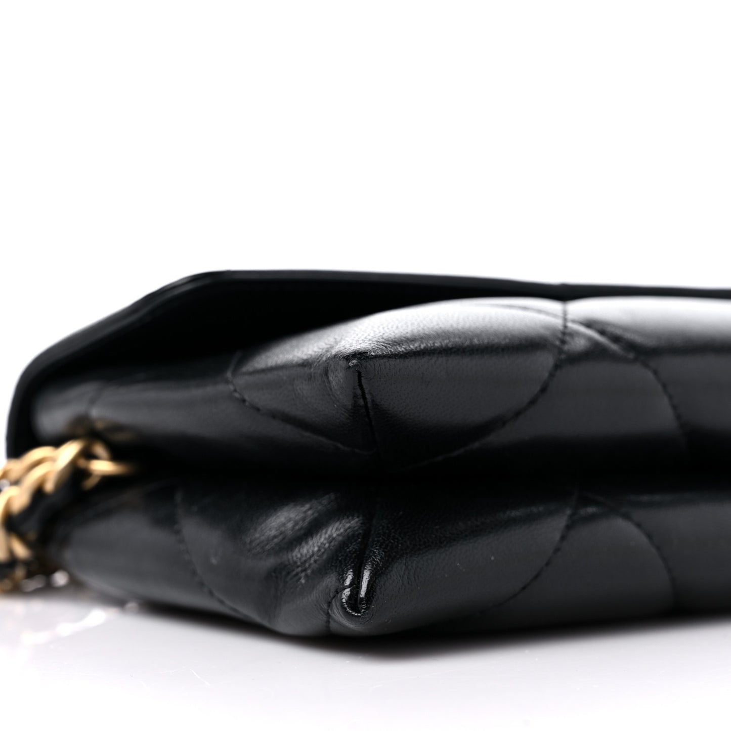 Lambskin Quilted Chanel 19 Flap Clutch Black