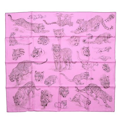 Hermes Silk Dans l'atelier de Robert Dallet Scarf 90 Rose Cyclamen Gris Sepia 1 of 4