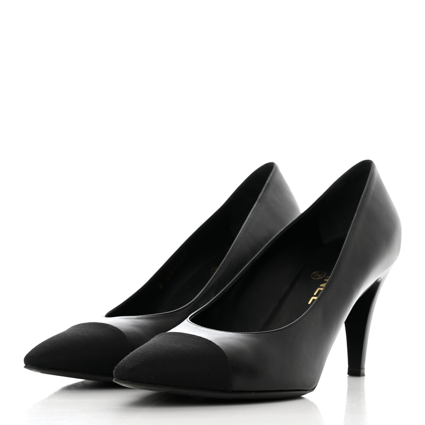 Iridescent Calfskin Grosgrain Cap Toe Pumps 40 Black