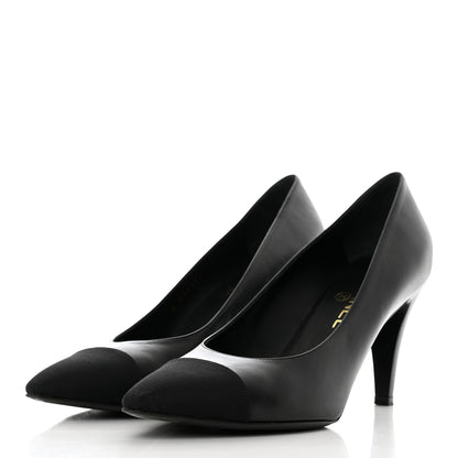Chanel Iridescent Calfskin Grosgrain Cap Toe Pumps 40 Black 3 of 8
