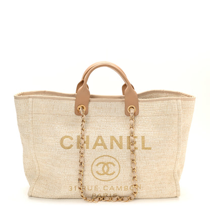 Chanel Mixed Fibers Calfskin Medium Deauville Tote Light Beige 1 of 10