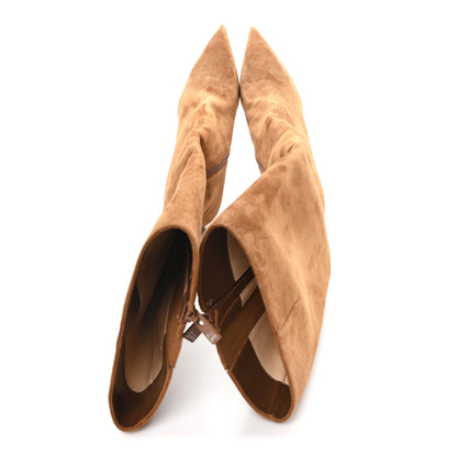Christian Louboutin Suede Calfskin Condora Botta 85 Knee Boots 37.5 Brown 2 of 8