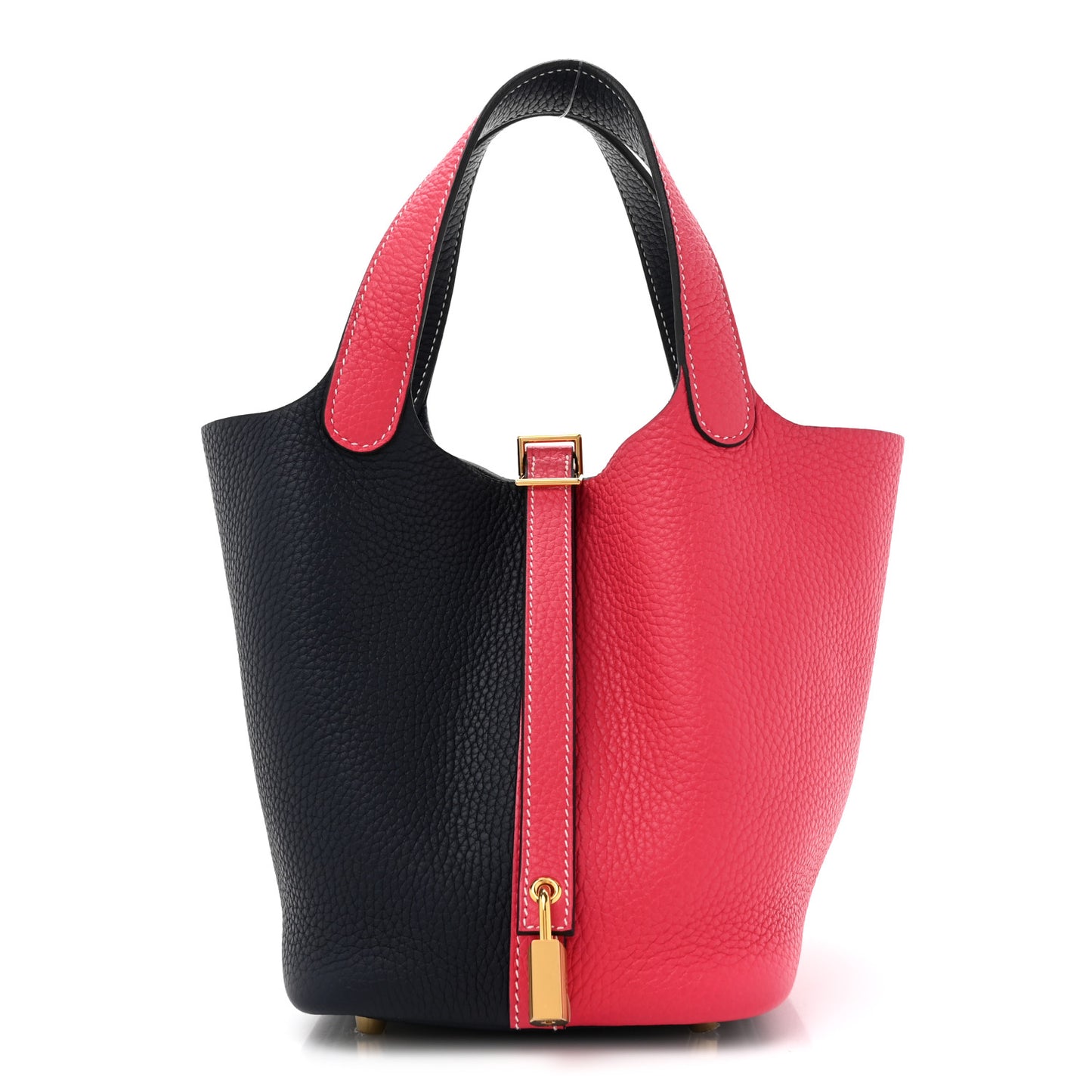 Taurillon Clemence Casaque Picotin Lock 18 PM Rose Extreme Bleu Nuit