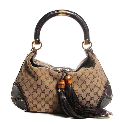 Gucci Monogram Medium Indy Top Handle Hobo Dark Brown 1 of 7