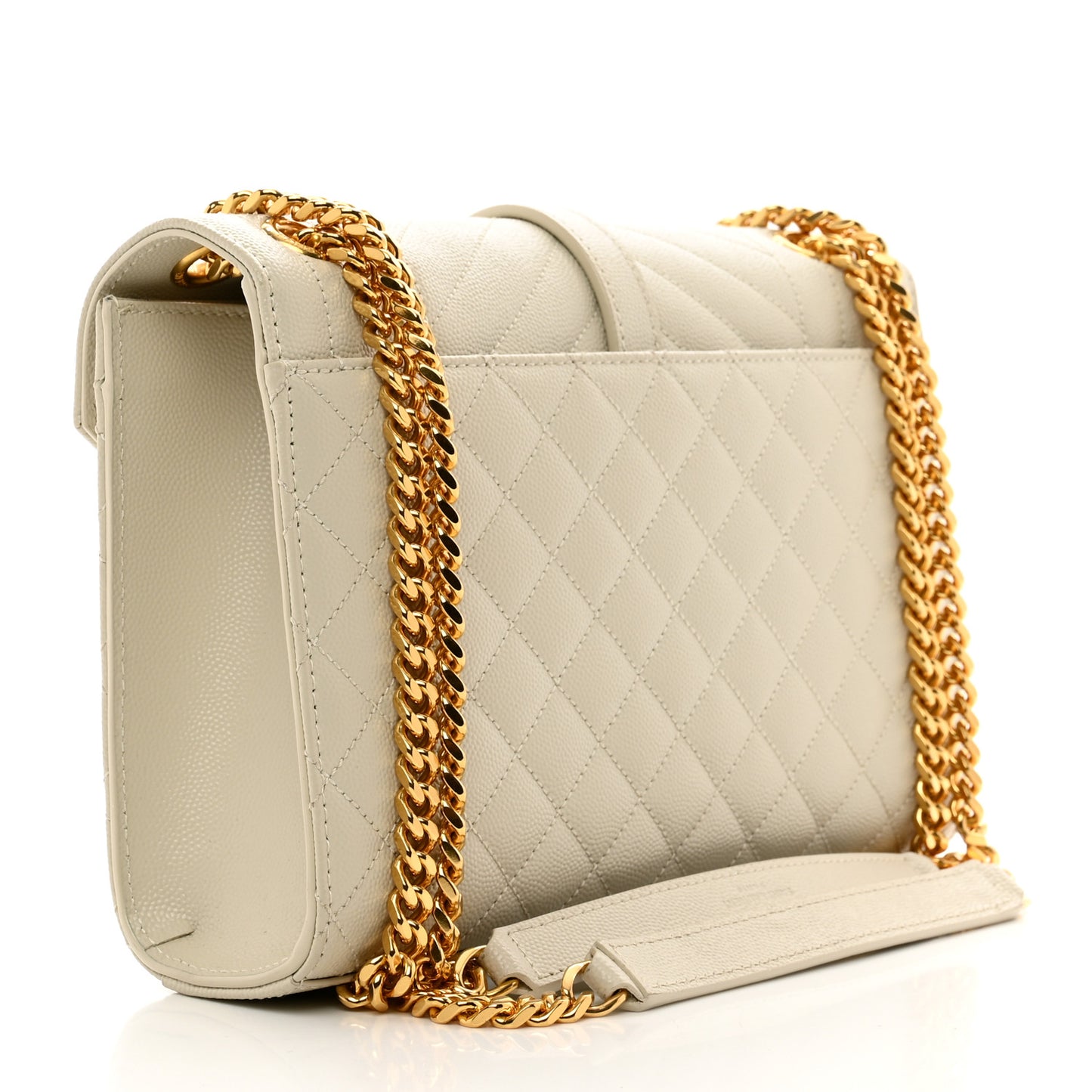 Grain De Poudre Textured Mixed Matelasse Medium Triquilt Monogram Satchel Crema Soft