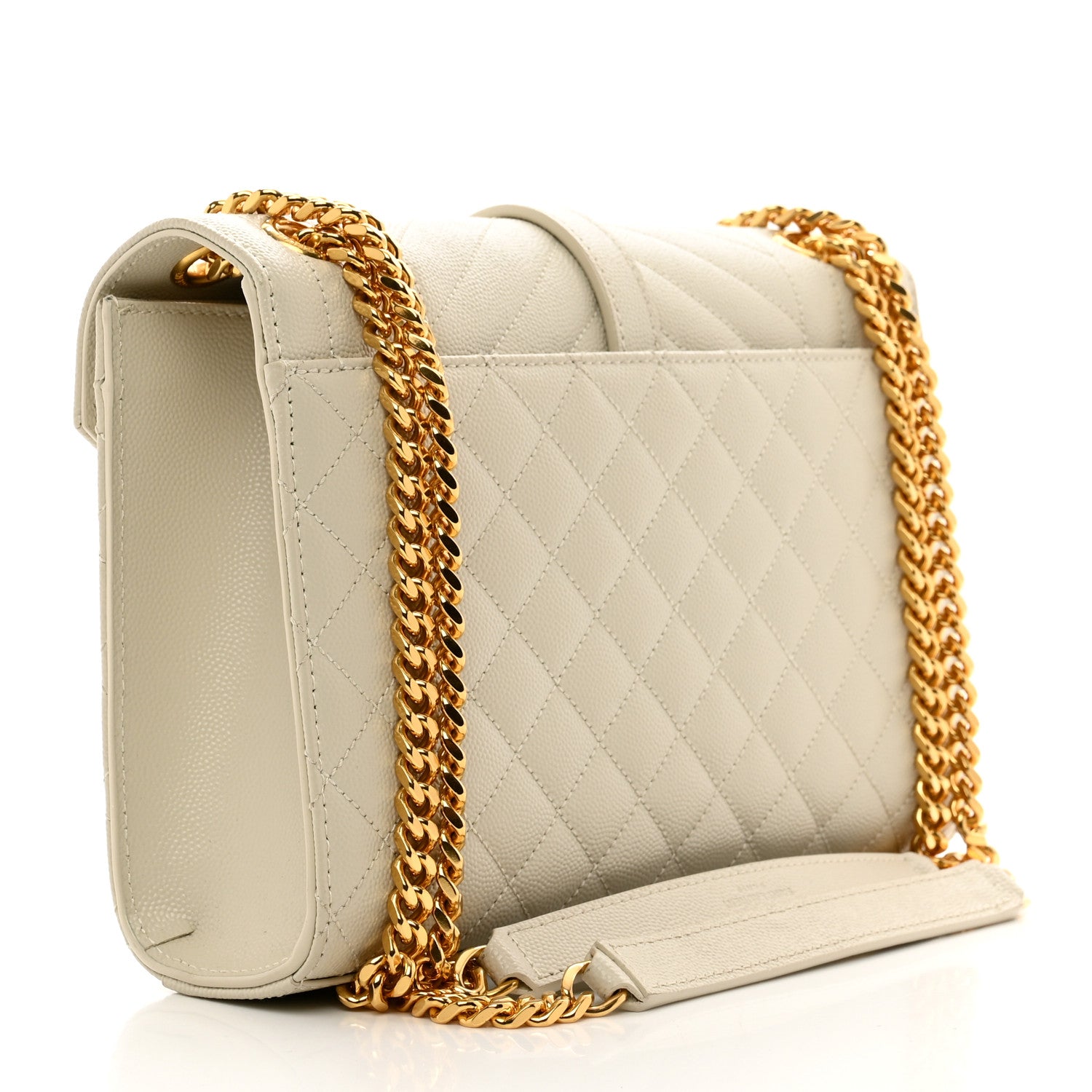 Saint Laurent Grain De Poudre Textured Mixed Matelasse Medium Triquilt Monogram Satchel Crema Soft 3 of 10