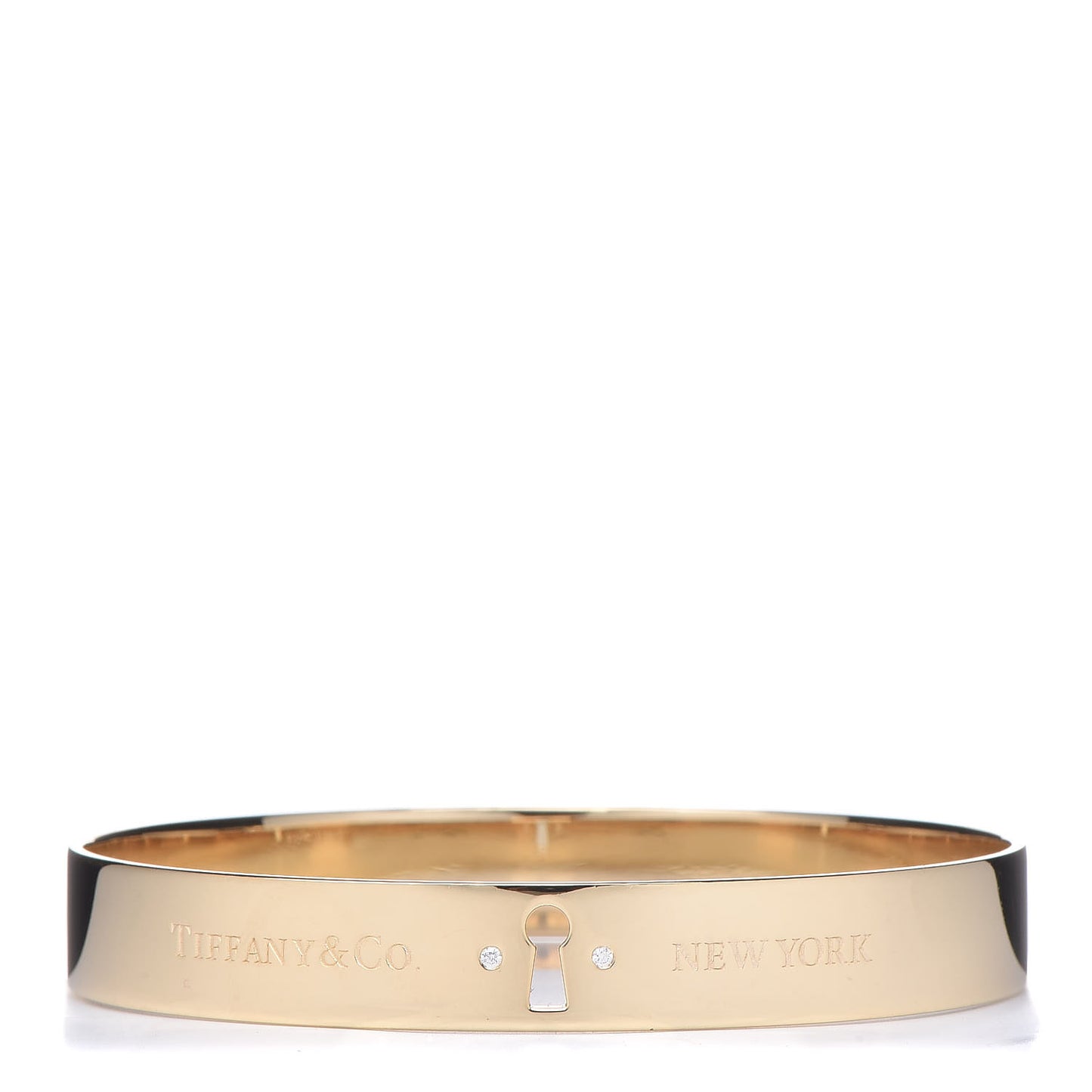 18K Yellow Gold Diamond Narrow Locks Bangle Bracelet