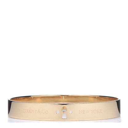 Tiffany 18K Yellow Gold Diamond Narrow Locks Bangle Bracelet 1 of 4