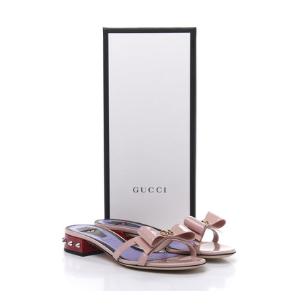 Gucci Patent GG Bow Sadie Spike Low Heel Slide Sandals 36.5 Perfect Pink 9 of 9