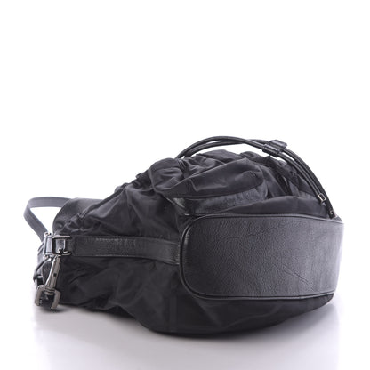 Burberry Calfskin Nylon Beat Check Shoulder Bag Black 4 of 11