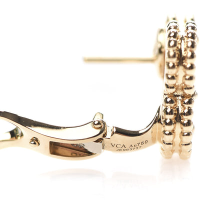 Van Cleef & Arpels 18K Yellow Gold Mother of Pearl Vintage Alhambra Earrings 4 of 5