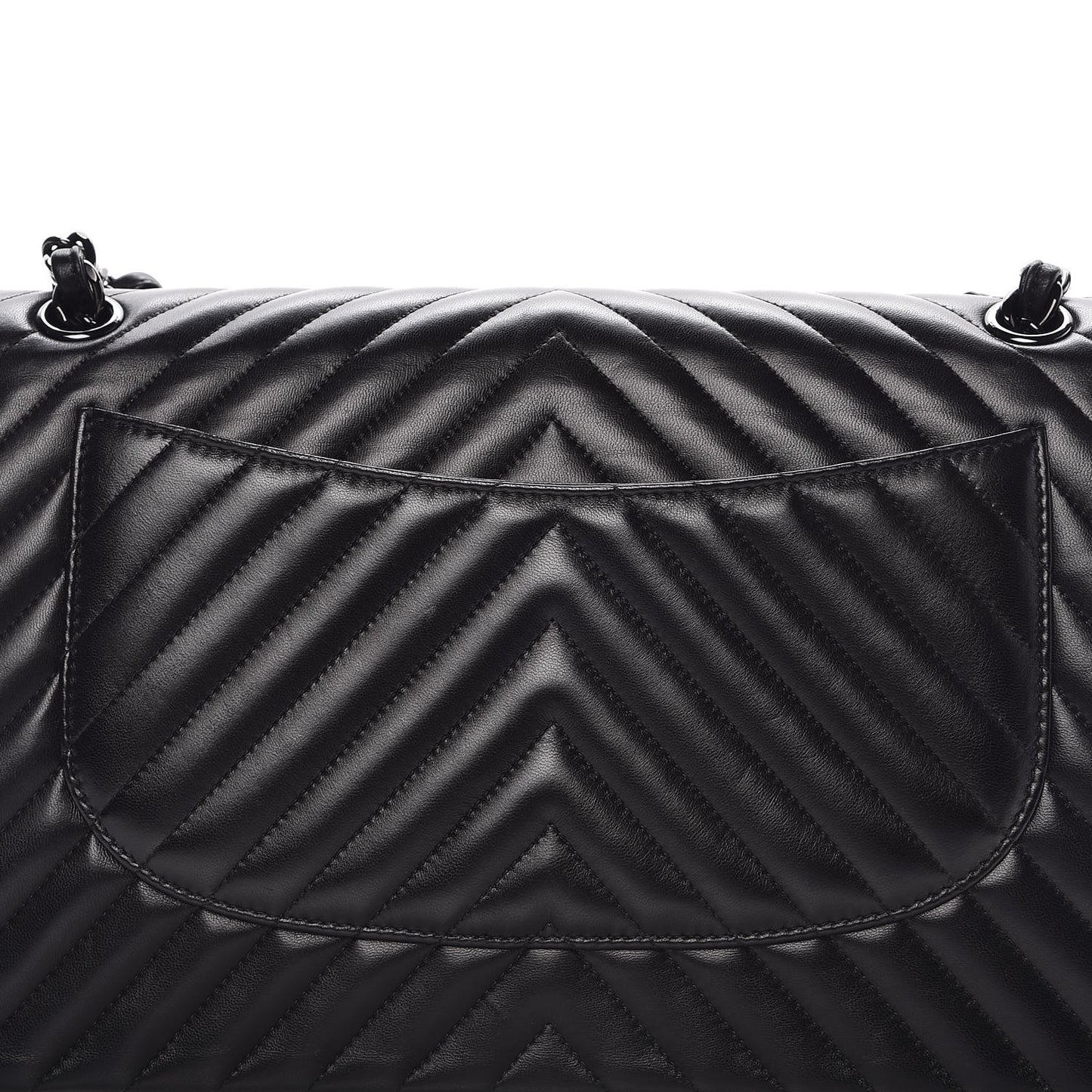 Lambskin Chevron Quilted Jumbo Double Flap So Black