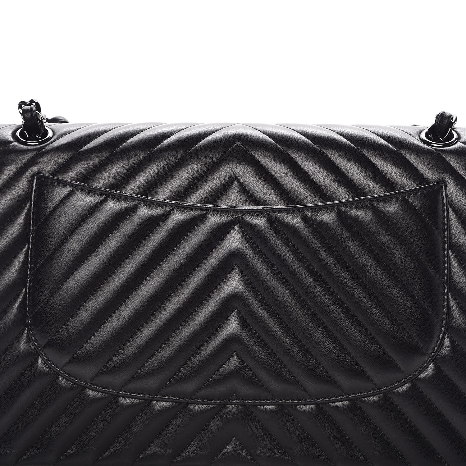 Chanel Lambskin Chevron Quilted Jumbo Double Flap So Black 9 of 10