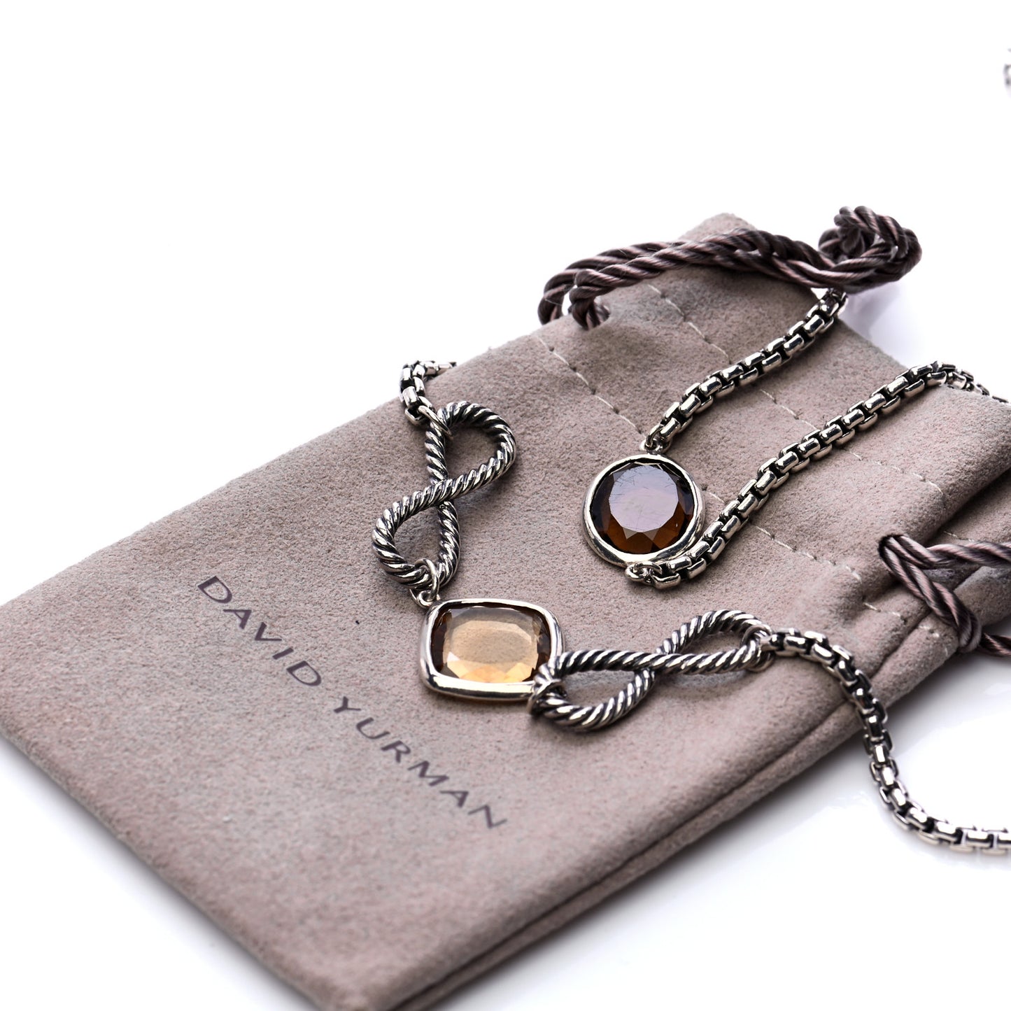 Sterling Silver Smoky Quartz Infinity Necklace