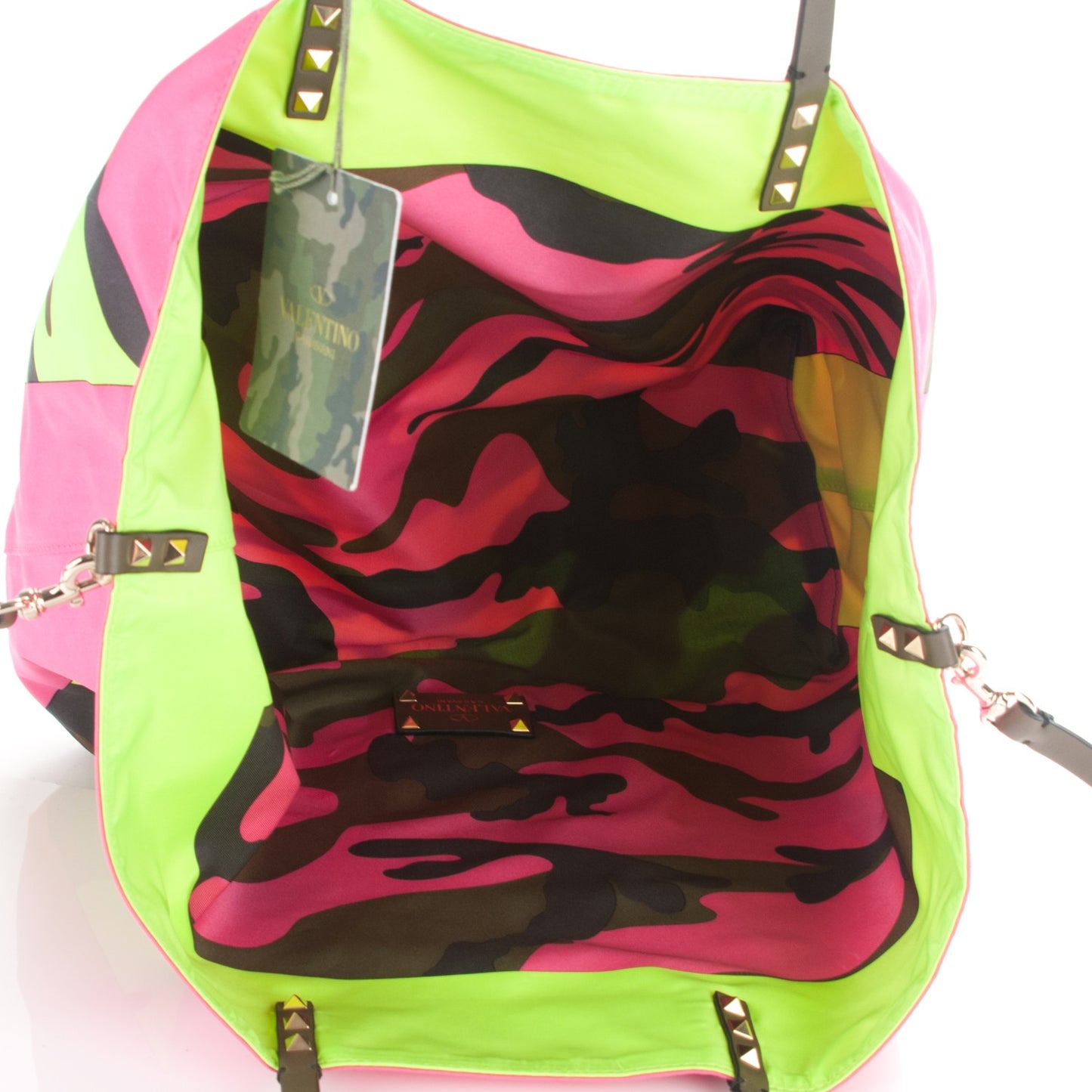 Nylon Camo Rockstud Foulard Tote Multicolor