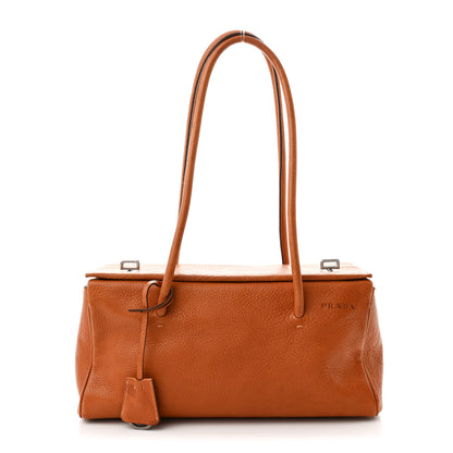 Prada Vitello Daino Turn Lock Frame Shoulder Bag Caramel 1 of 15