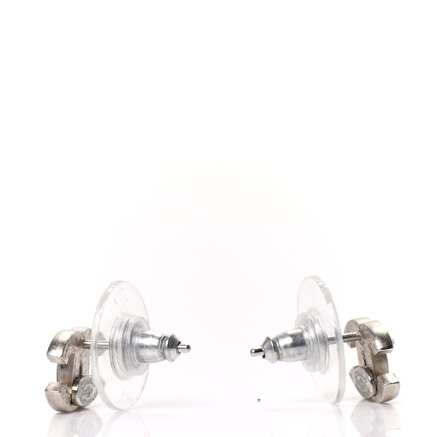 Chanel Crystal Mini Timeless CC Earrings Silver 3 of 5