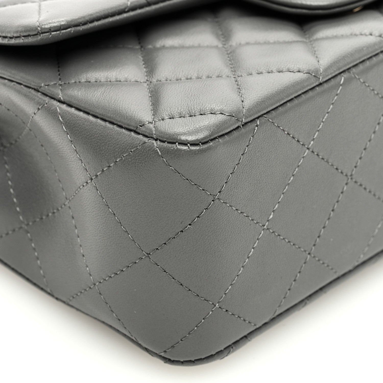 Chanel Lambskin Quilted Mini Rectangular Flap Dark Grey 9 of 11